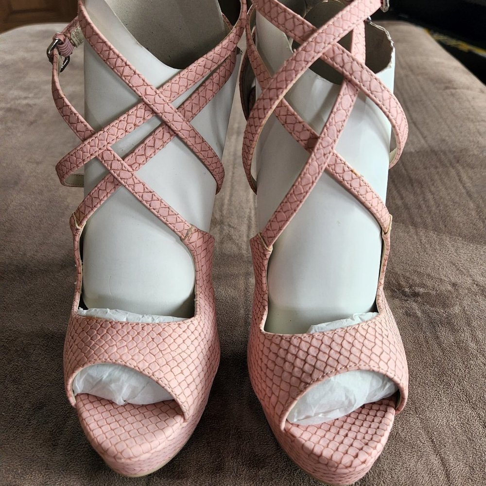 Pink heeled sandals